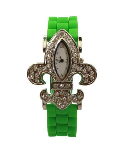 Olivia Pratt Lime Green Rhinestones Silicone Women Watch