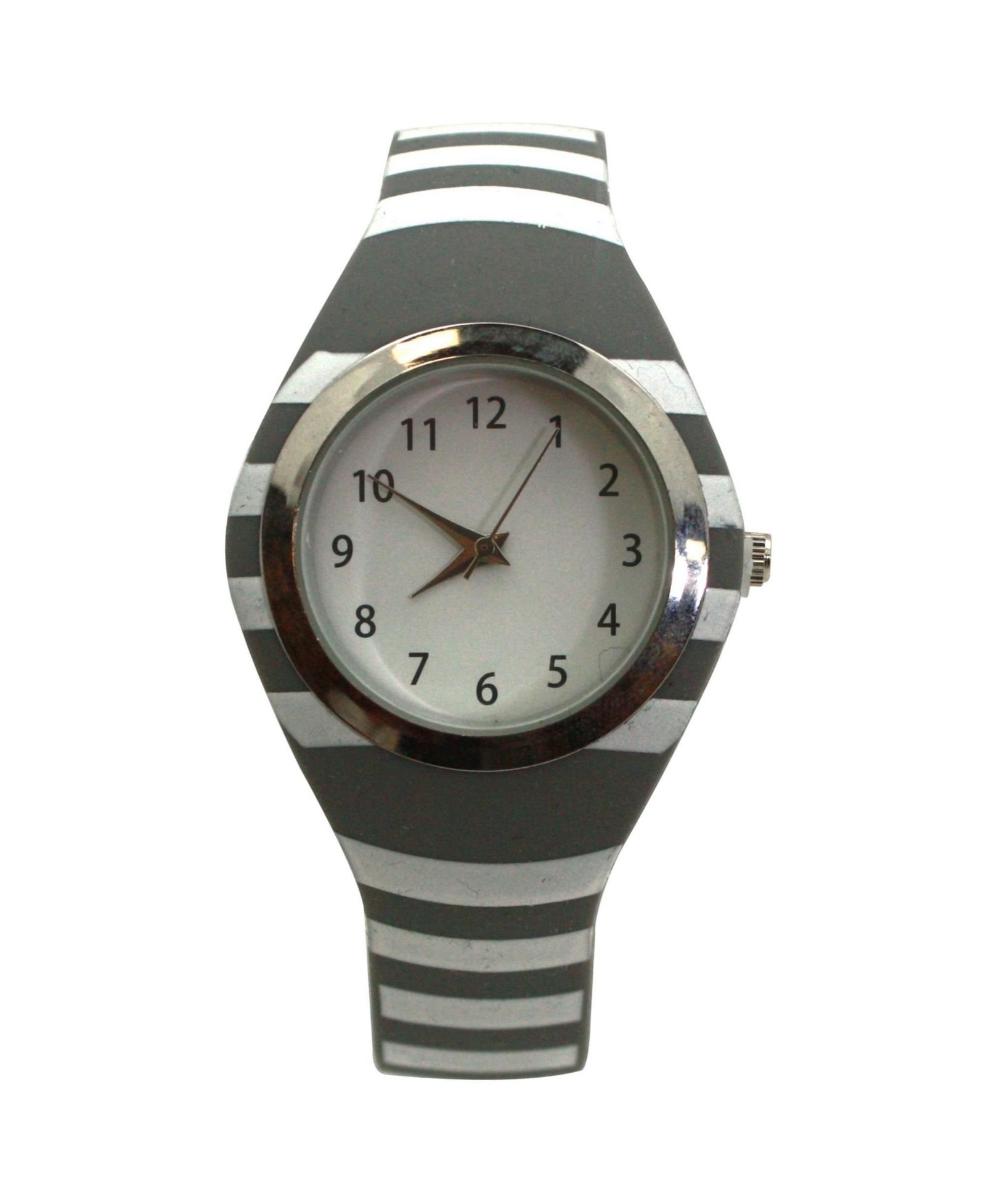 Olivia Pratt Gray Stripped Silicone Band Women Watch