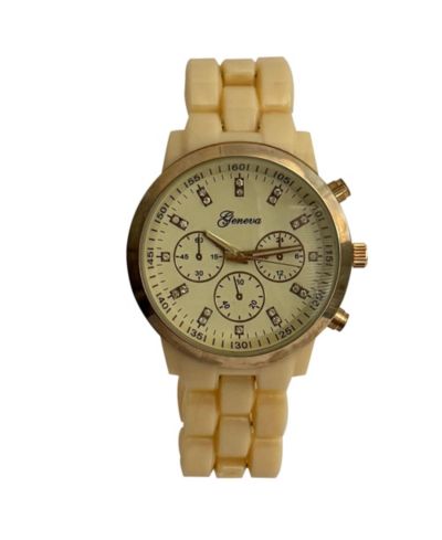 Olivia Pratt Beige Tone Tortoise Acrylic Band Women Watch