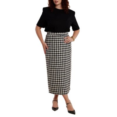 ELOQUII Женская юбка макси в клетку гусиная лапка Plus Size
