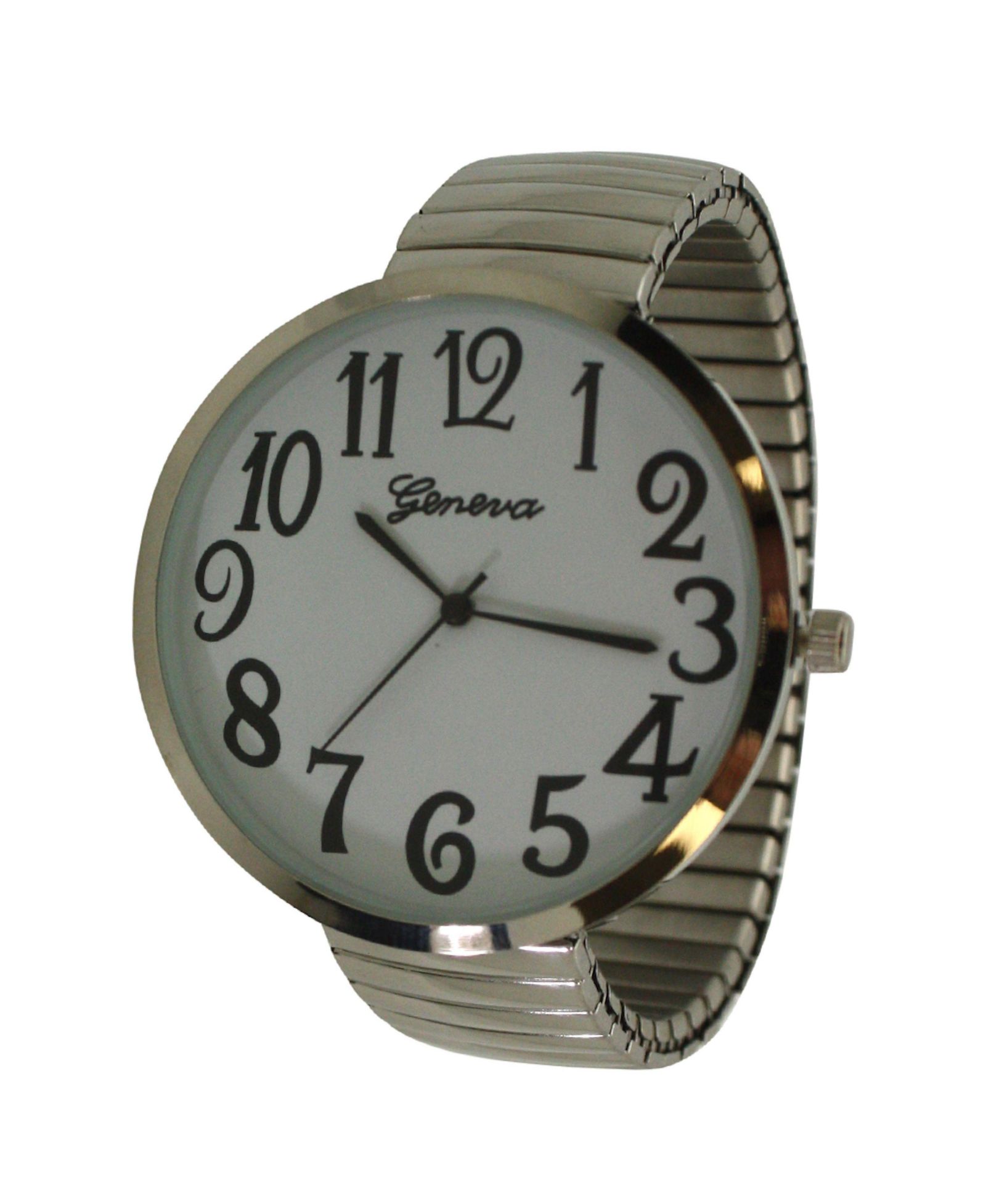 Olivia Pratt Silver Super Large Face Stretch Strap Watch