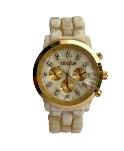Olivia Pratt Beige and Gold tone Face Women Watch