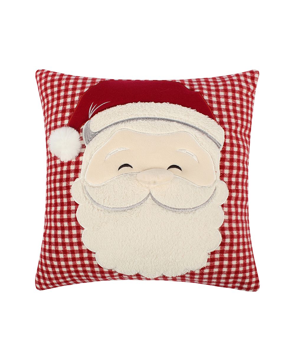 Levtex декоративная подушка Peppermint Plaid Santa Applique, 18" x 18"