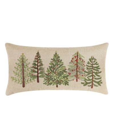 Levtex Home декоративная подушка Merry Tartan Trees с вышивкой, 12" x 24"