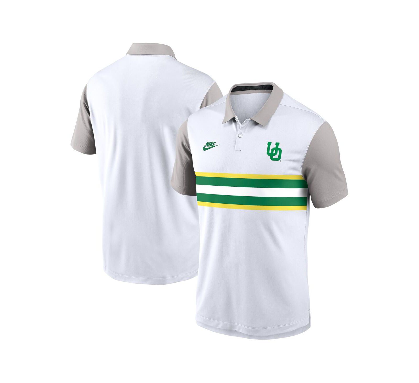 Nike Men's White/Gray Oregon Ducks Athletic Prep Legacy Logo Vapor Performance Polo Shirt