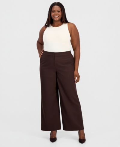 Брюки Tahari ASL Plus Size с высокой посадкой и широкими штанинами