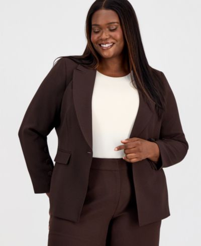 Tahari ASL Plus Size One-Button Long-Sleeve Blazer