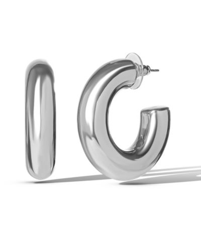 Jessica Simpson Chunky Silver Hoop Earrings