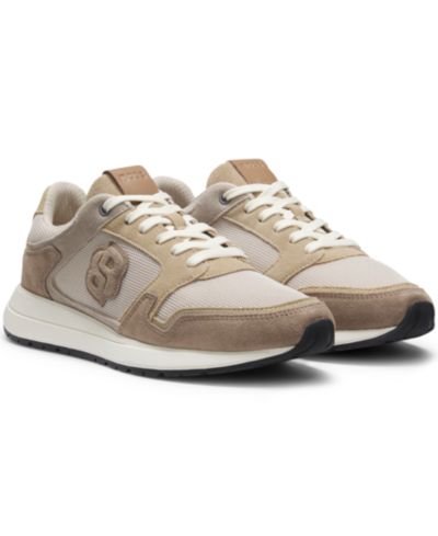 Мужские замшевые кроссовки Hugo Boss Double B Monogram Suede Trainers