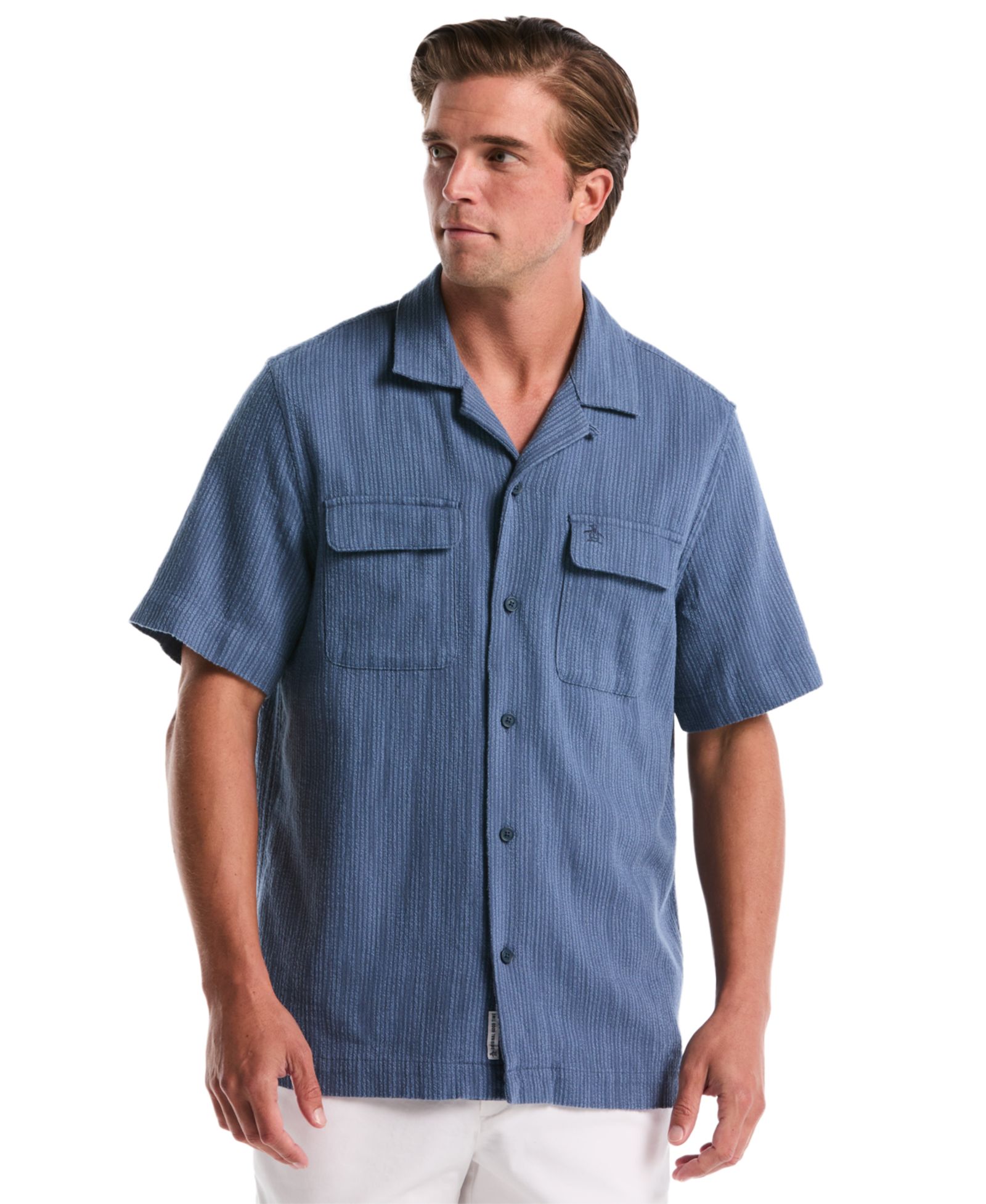 Original Penguin Men's Textured Camp Collar Shirt