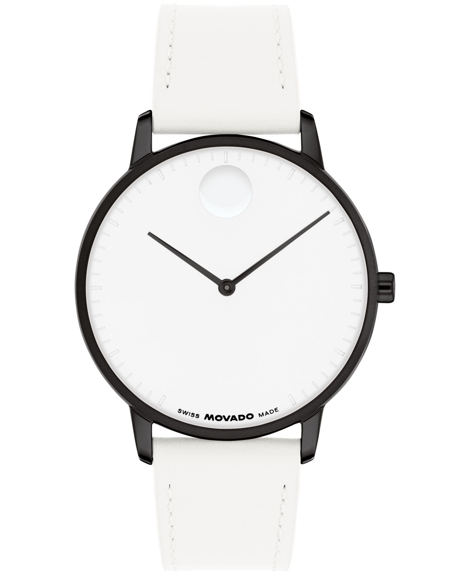 Унисекс часы Movado Swiss Quartz White Leather 39mm