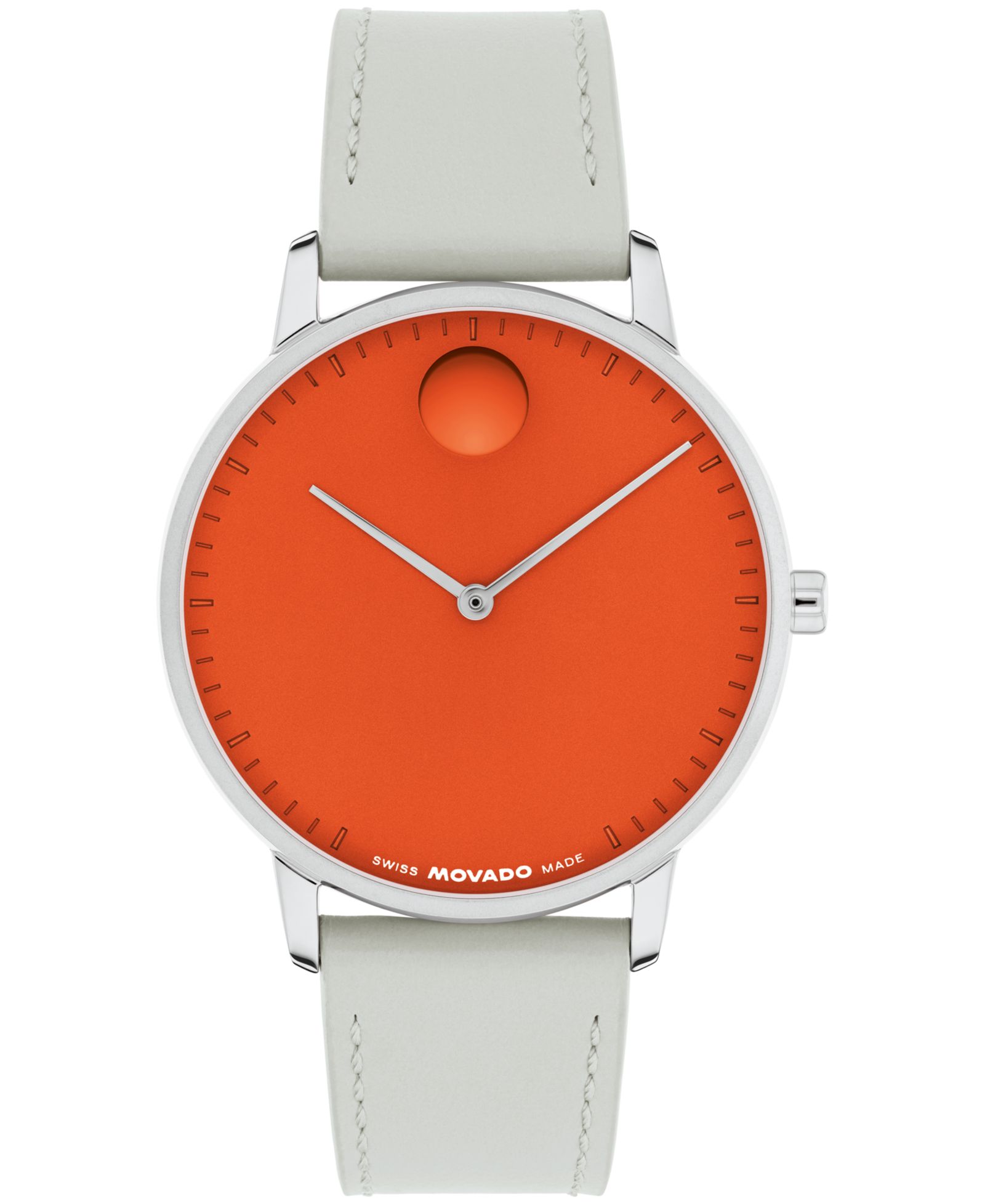 Унисекс часы Movado Face Swiss Quartz Grey Leather 39mm