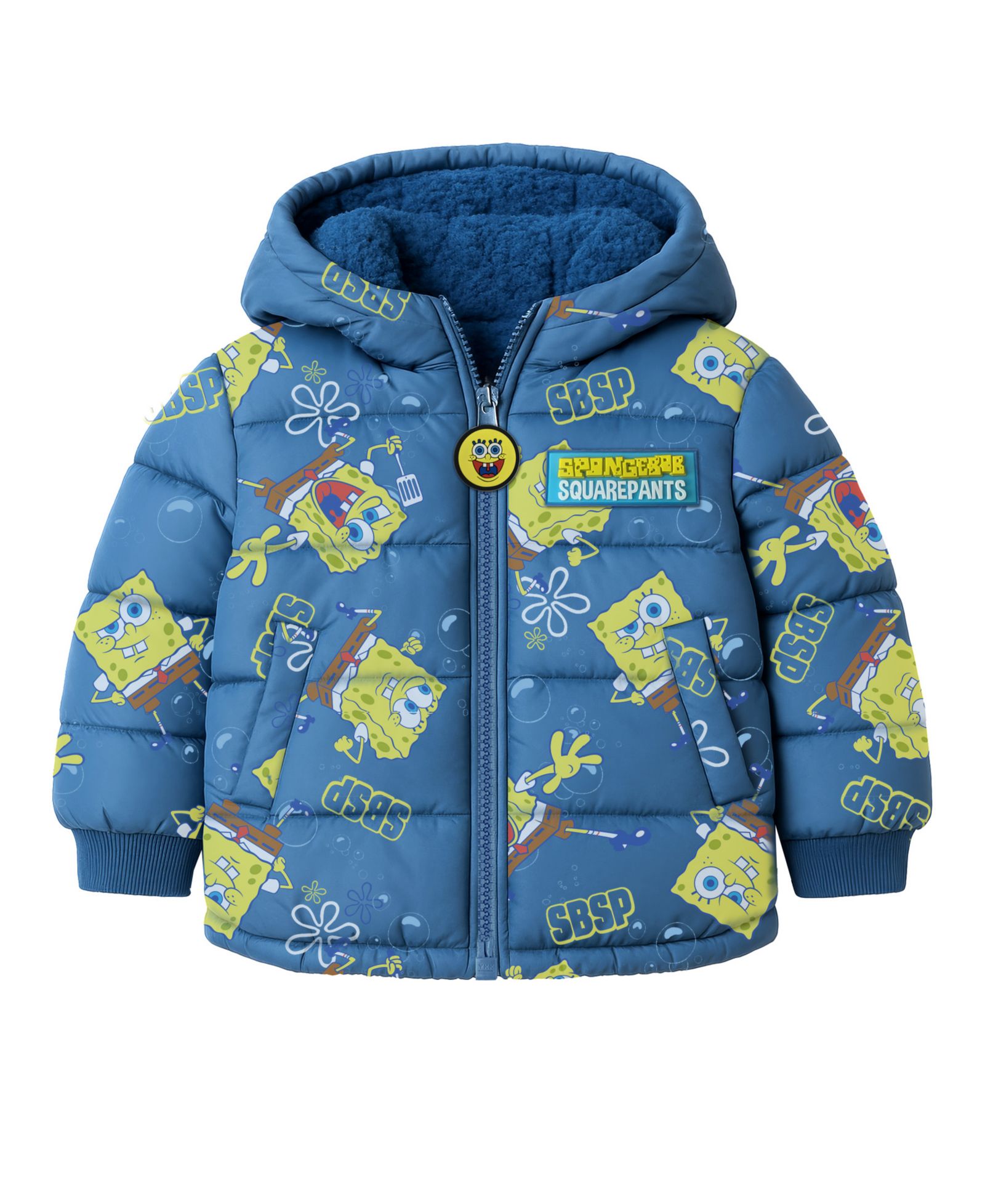 SpongeBob SquarePants Boys' 2T-7 Printed Puffer Jacket