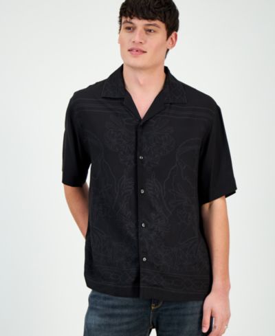Hugo by Hugo Boss Мужская рубашка Espino Tonal-Print Regular-Fit Camp