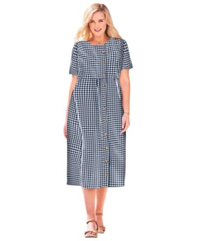 Woman Within Women's Within Short-Sleeve Seersucker Dress