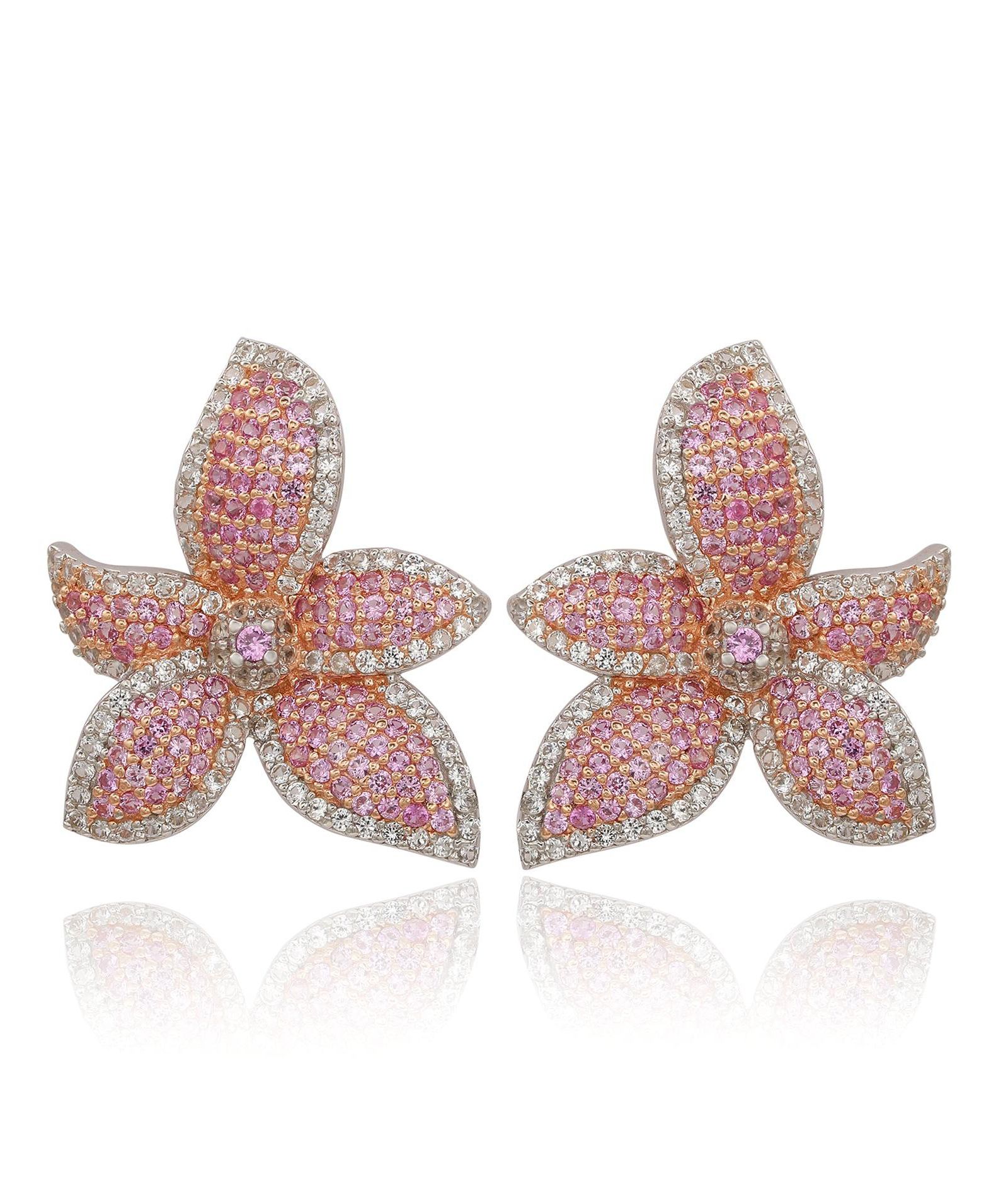 Серьги Suzy Levian Sterling Sapphire & Sapphire Flower