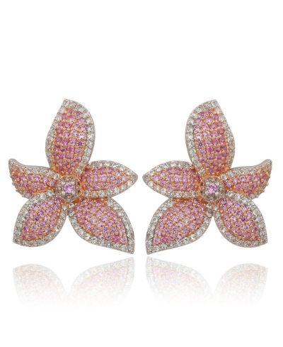 Suzy Levian Sterling Sapphire & Sapphire Flower Earrings