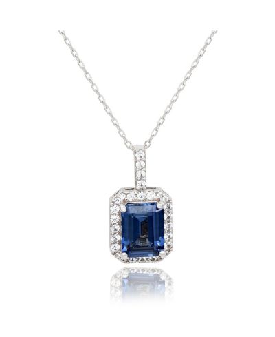 Suzy Levian Подвеска с сапфиром Emerald Cut и серебром