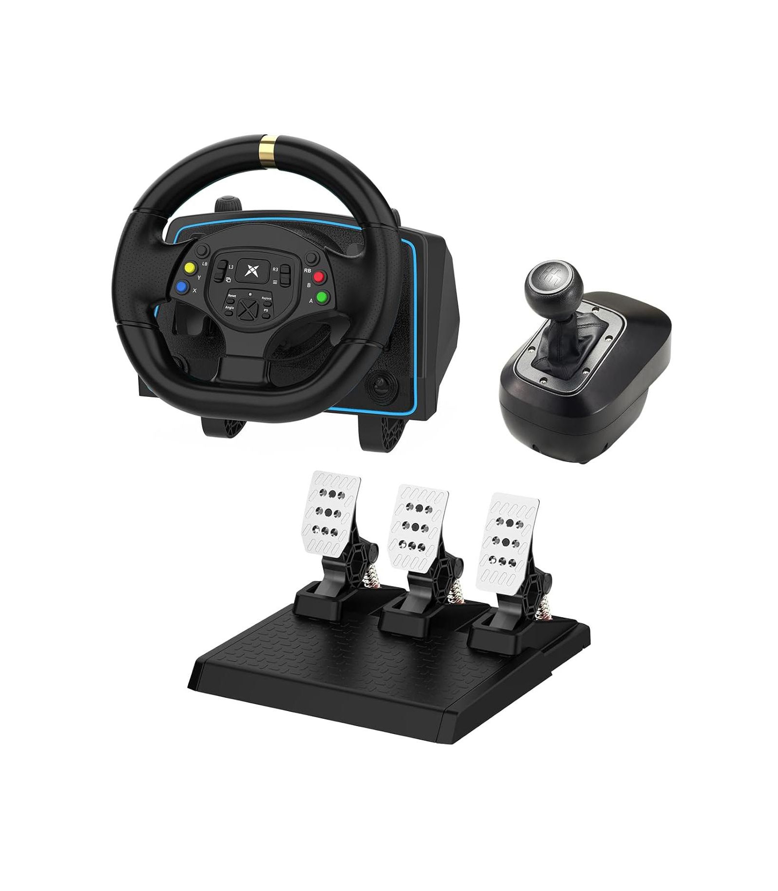 Nbcp Wired Adjustable 1080° Rotation Gaming Steering Wheel with Pedals for PC, PS4, Xbox, Nintendo Switch