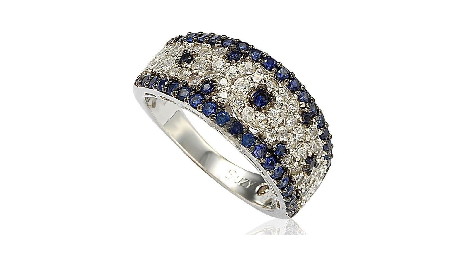 Абстрактное кольцо Suzy Levian Sterling 2. Sapphire & Created Sapphire