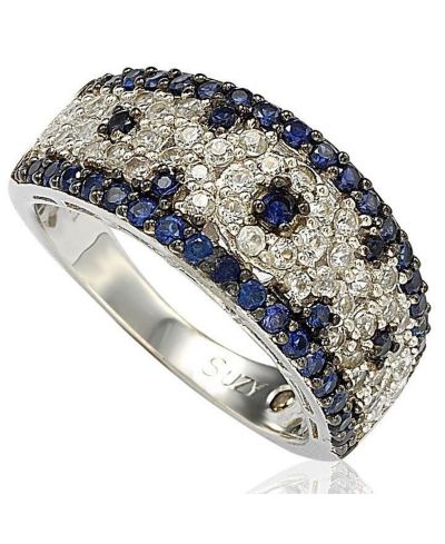 Абстрактное кольцо Suzy Levian Sterling 2. Sapphire & Created Sapphire