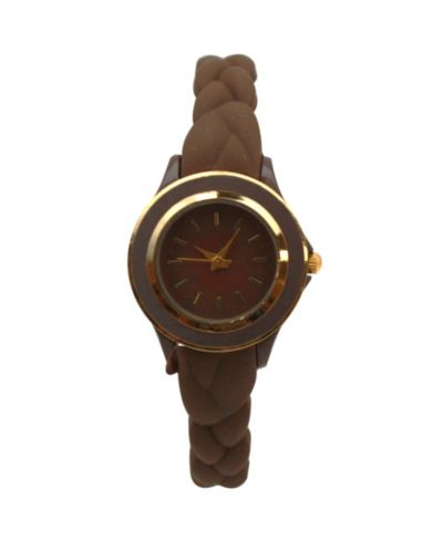 Olivia Pratt Brown Braided Silicone Band Women Watch