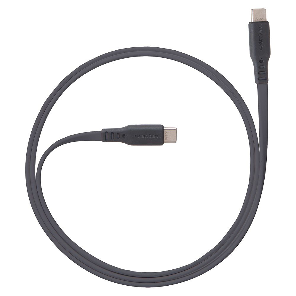 Ventev плоский кабель USB C на USB C высокоскоростной не запутывающийся 6ft-Gray