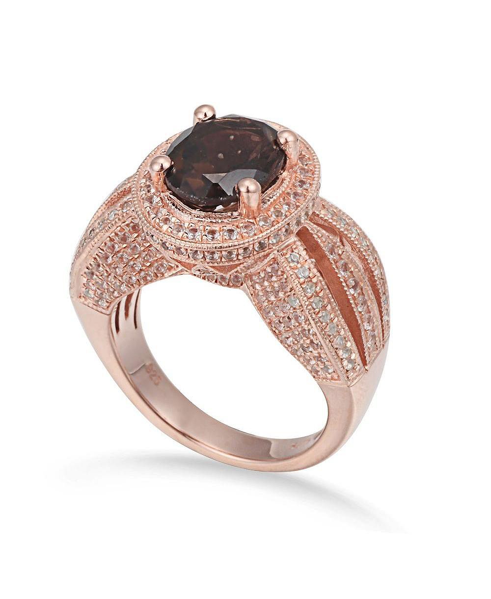 Suzy Levian Sterling Oval Cut Center Topaz Cocktail Ring