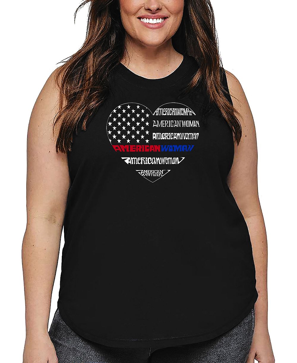 Танк-топ LA Pop Art Plus Size American Woman Word Art