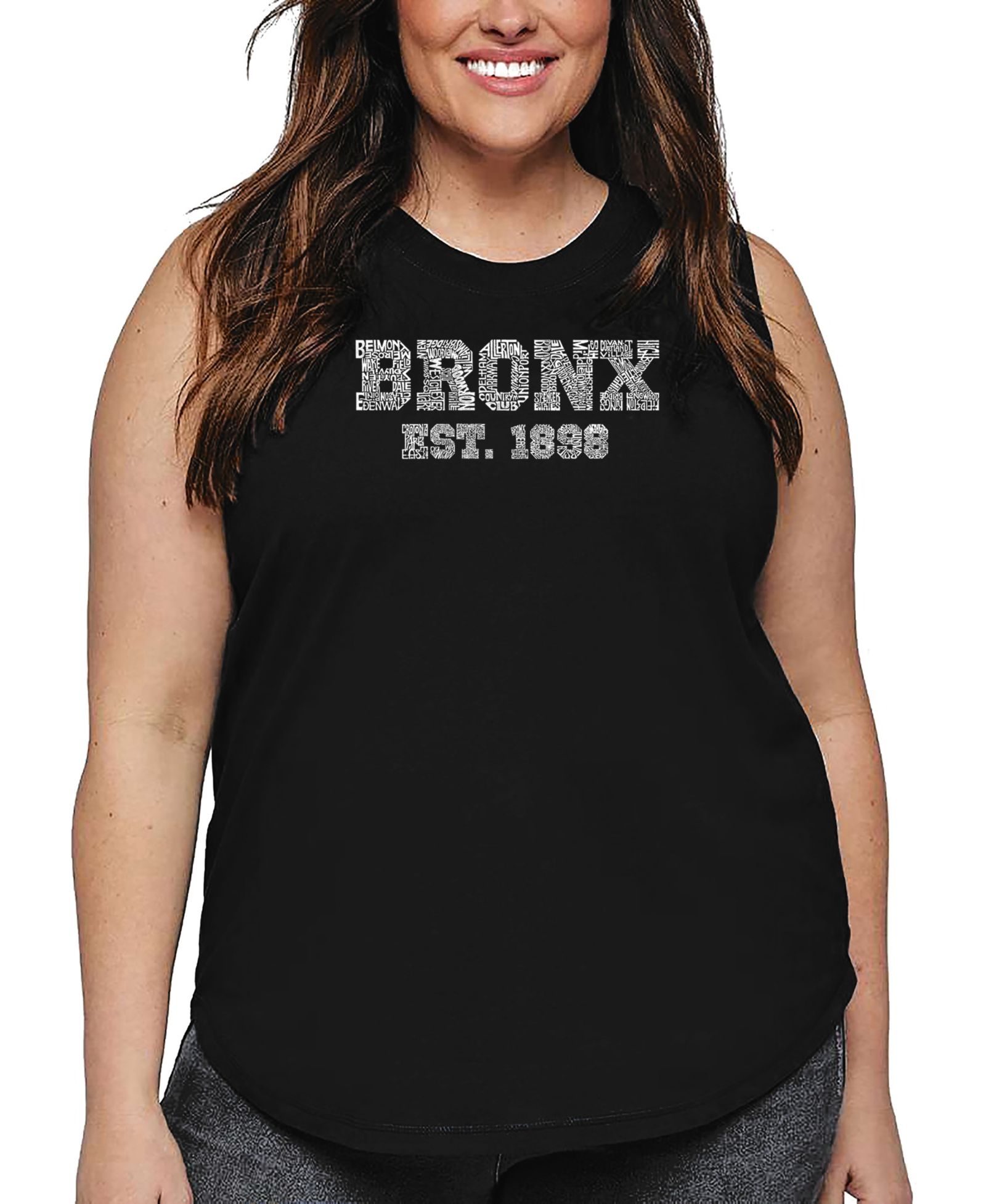 La Pop Art Plus Size Popular Neighborhoods in Bronx Word Art Tank Top