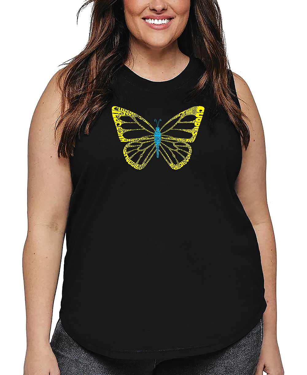 La Pop Art Plus Size топ с принтом Butterfly Word Art