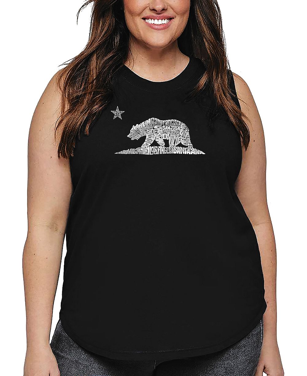 Танк-топ LA Pop Art Plus Size California Bear Word Art