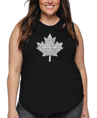 La Pop Art Plus Size Canadian National Anthem Word Art Tank Top