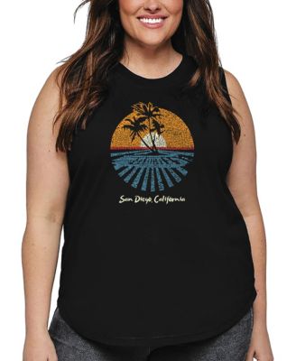 Женский топ La Pop Art Plus Size Cities in San Diego Word Art Tank