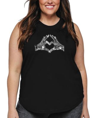 La Pop Art Plus Size Finger Heart Word Art Tank Top