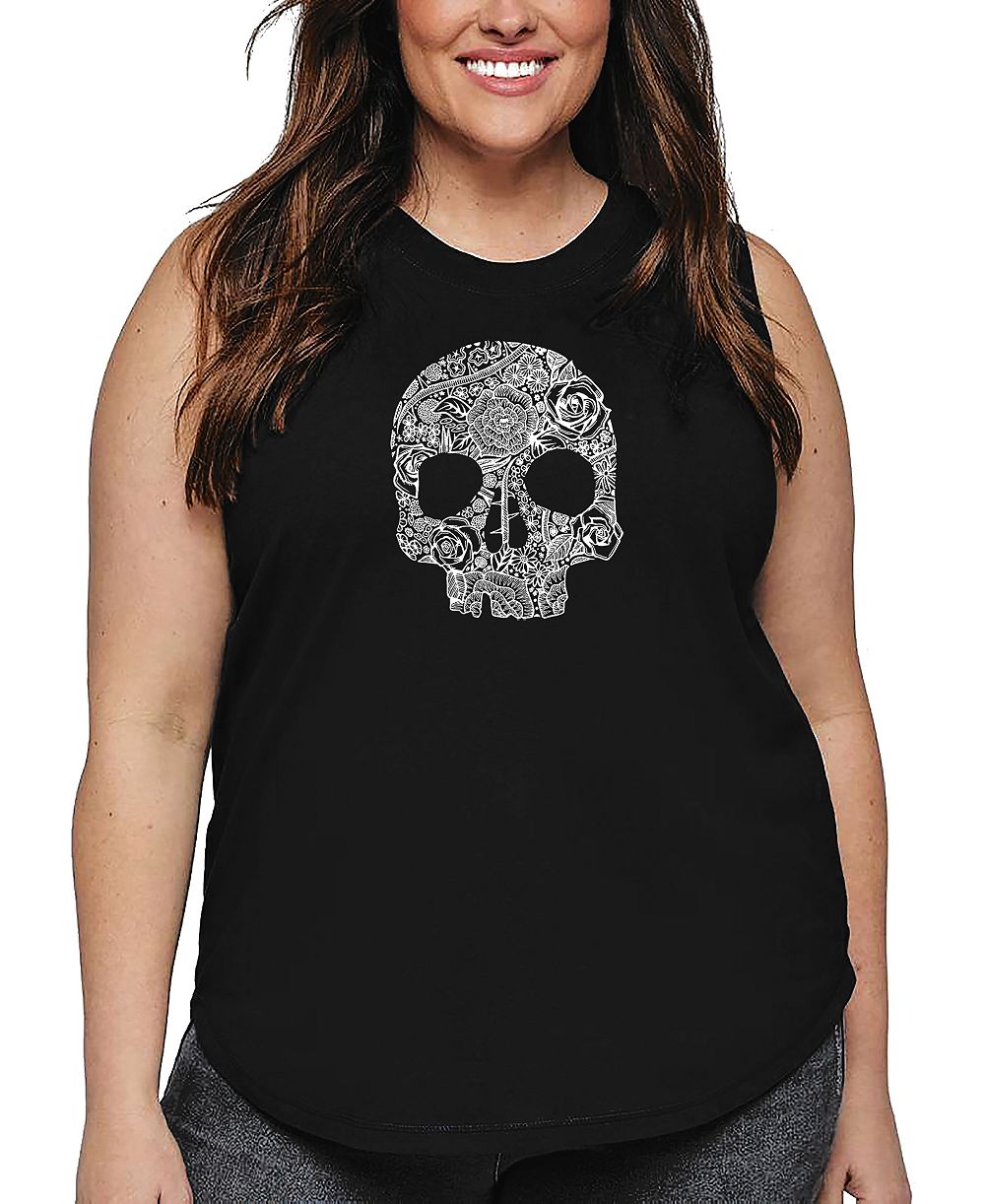 Майка La Pop Art Plus Size Flower Skull Word Art