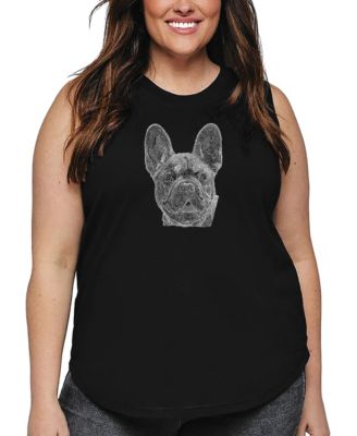 Женская майка Plus Size LA Pop Art с принтом French Bulldog Word Art