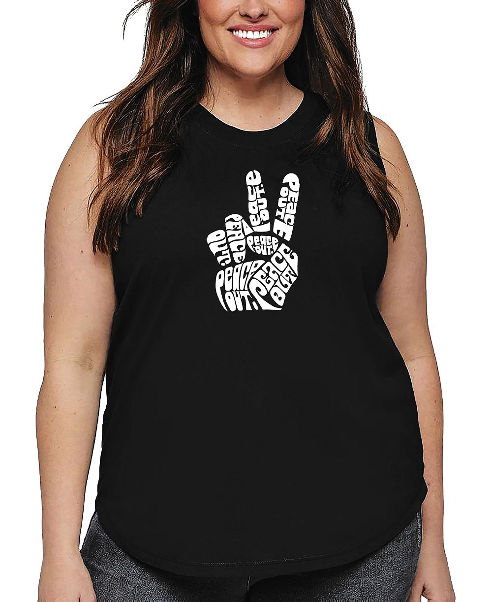Танк-топ LA Pop Art Plus Size Peace Out Word Art