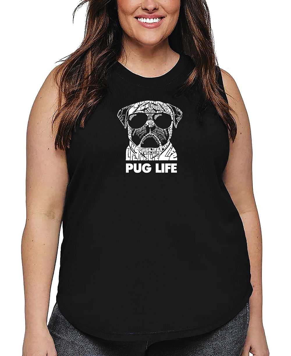 La Pop Art Майский топ Plus Size Pug Life Word Art