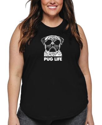 La Pop Art Майский топ Plus Size Pug Life Word Art