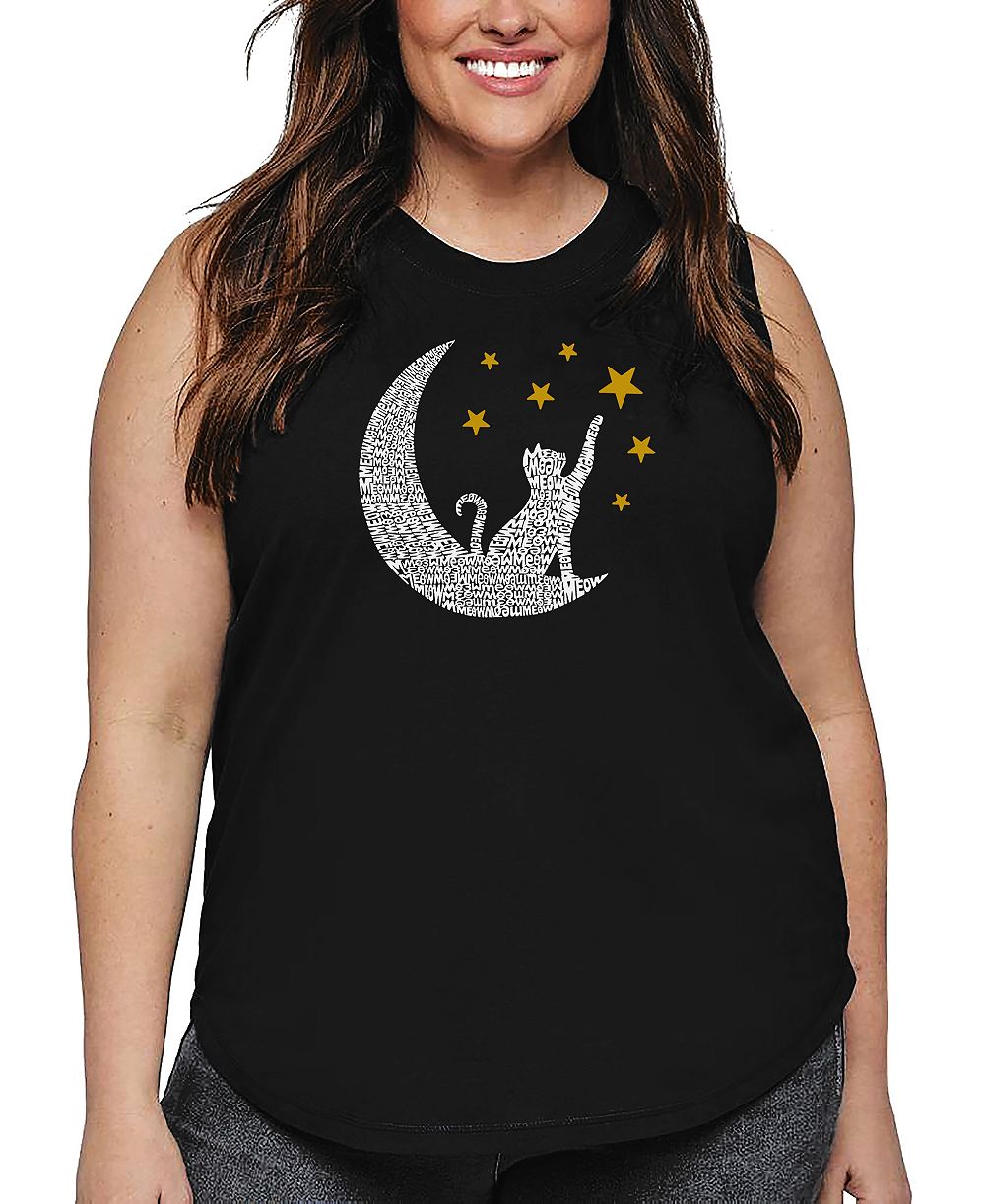 Майский топ Plus Size с принтом Cat Moon