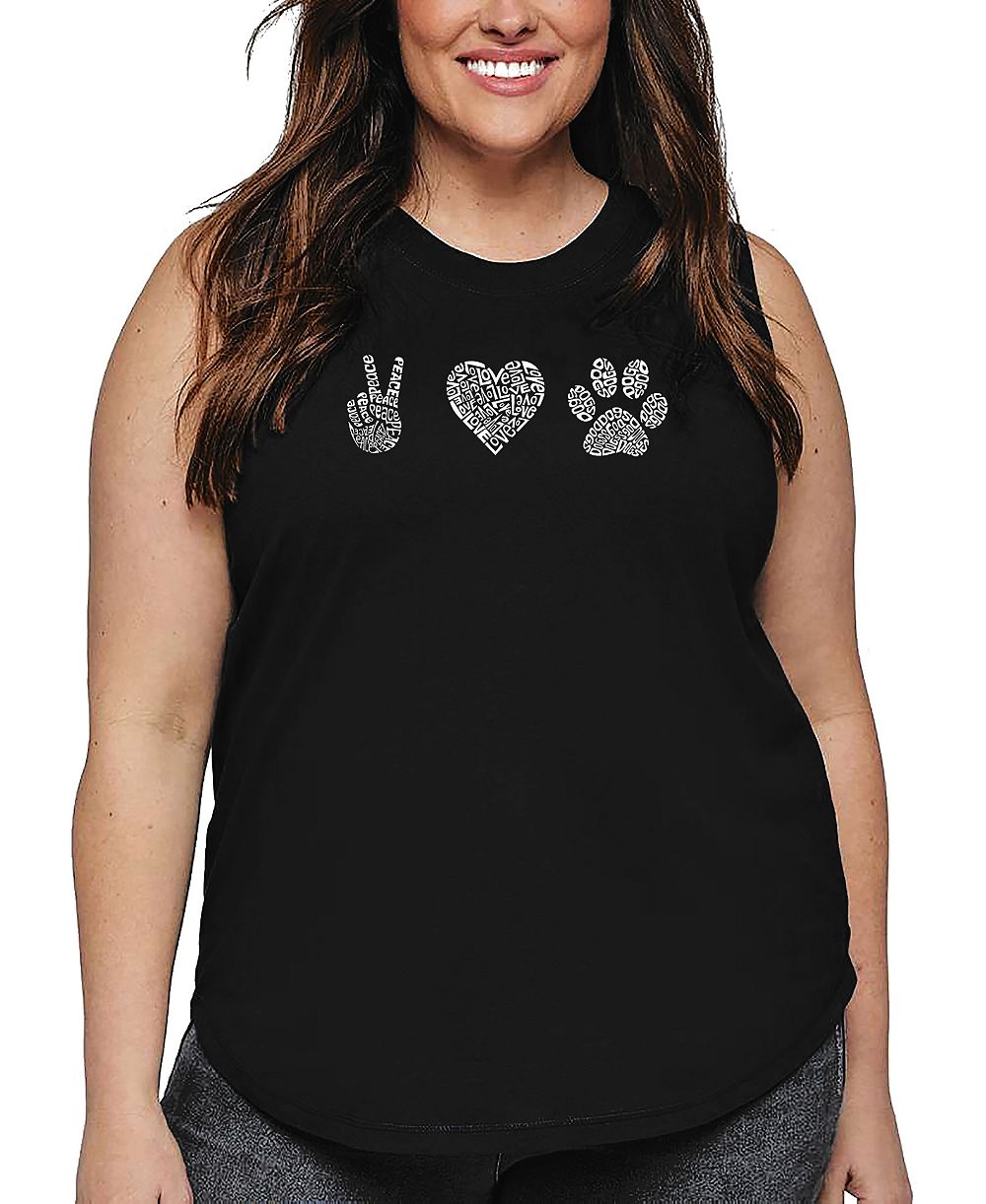 Топ La Pop Art Plus Size Peace Love Dogs Word Art