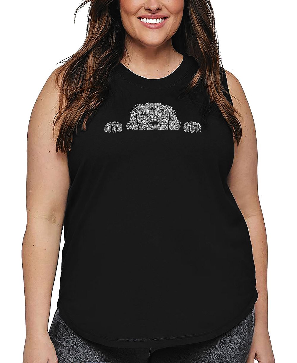 Топ La Pop Art Plus Size Peeking Dog Word Art