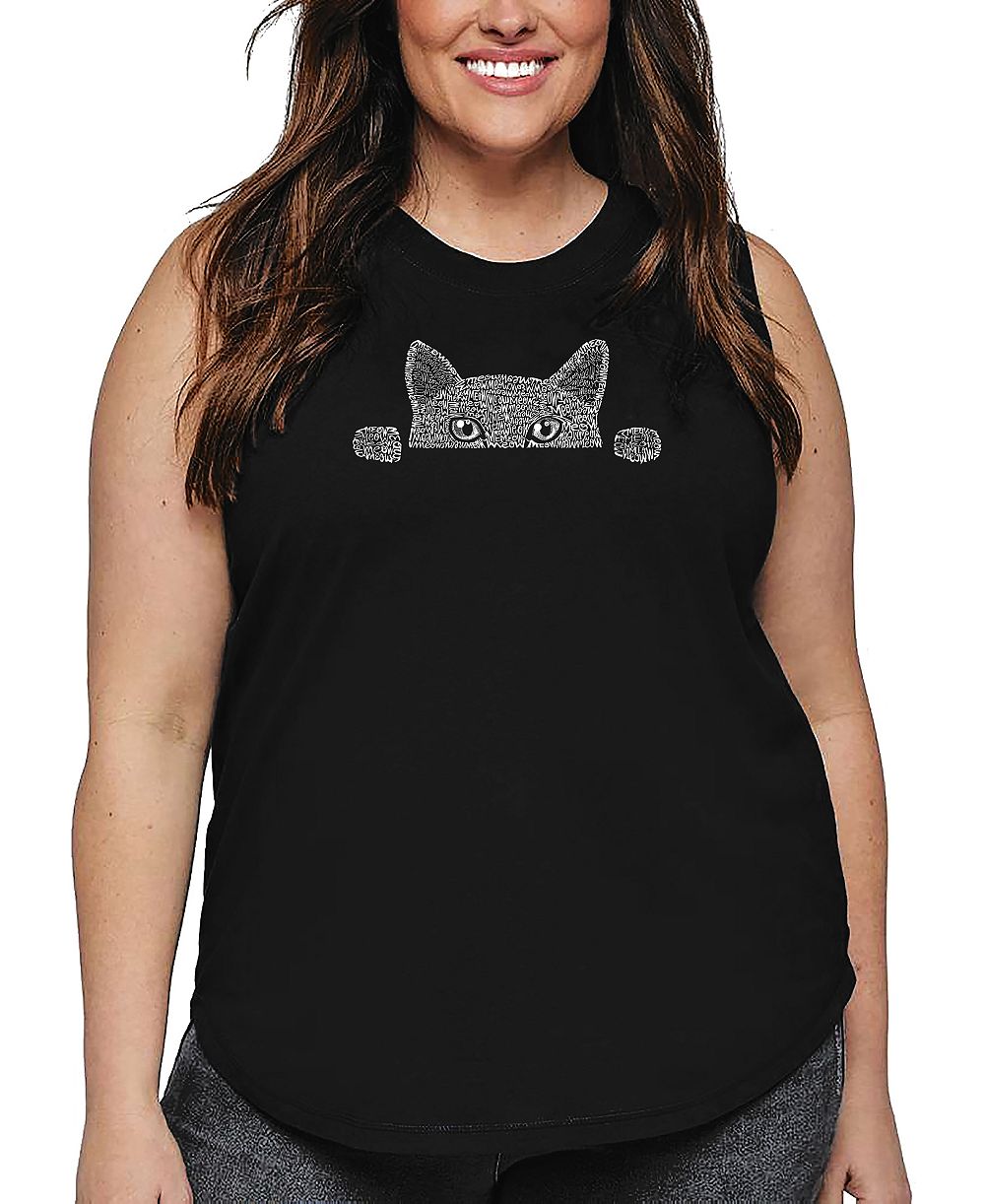 Майка La Pop Art Plus Size с принтом Peeking Cat