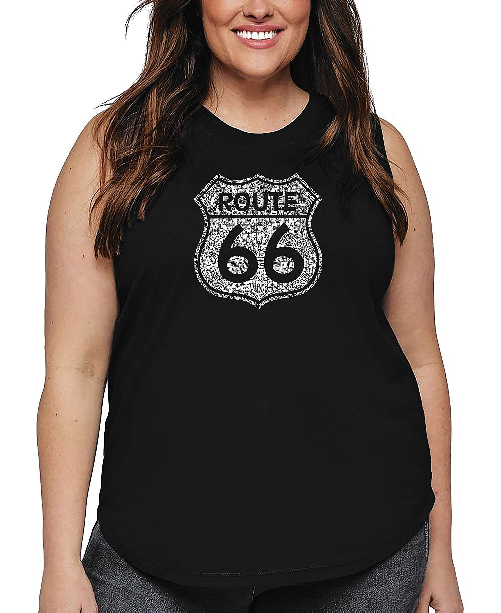 Майка Plus Size La Pop Art Legendary Route 66 Word Art