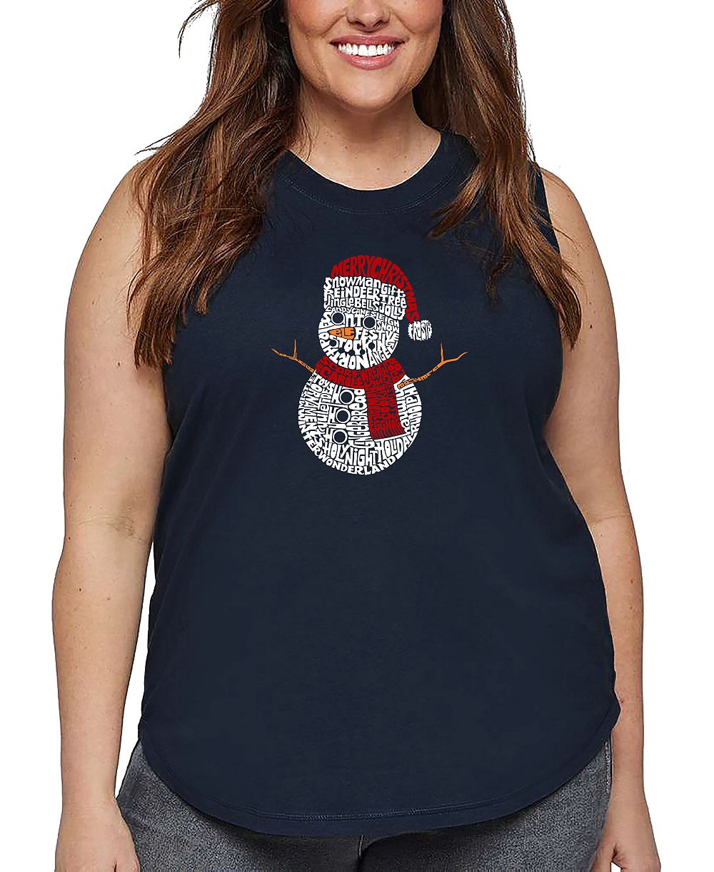 Танк-топ LA Pop Art Plus Size Christmas Snowman Word Art