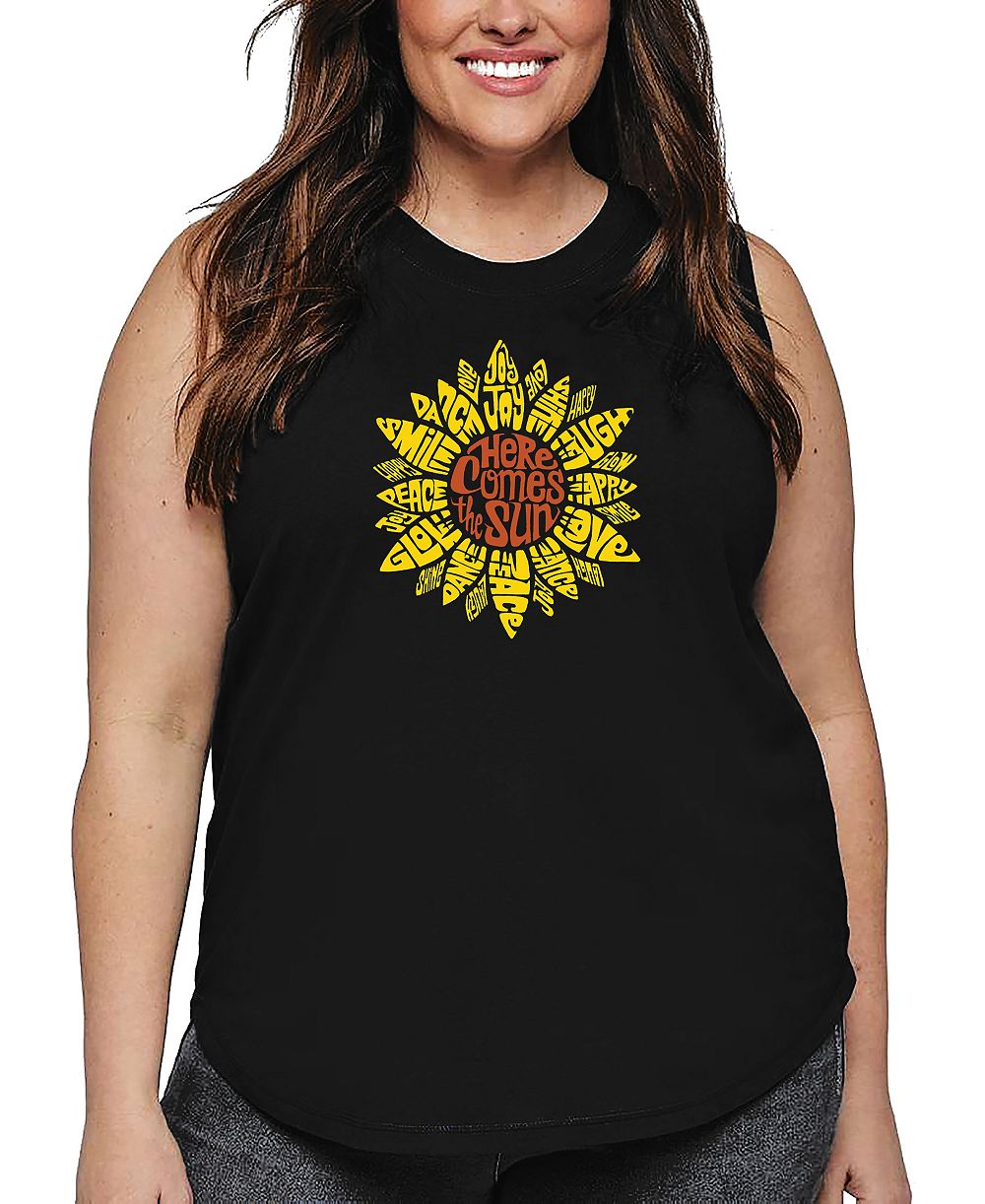 LA Pop Art Plus Size топ Sunflower Word Art