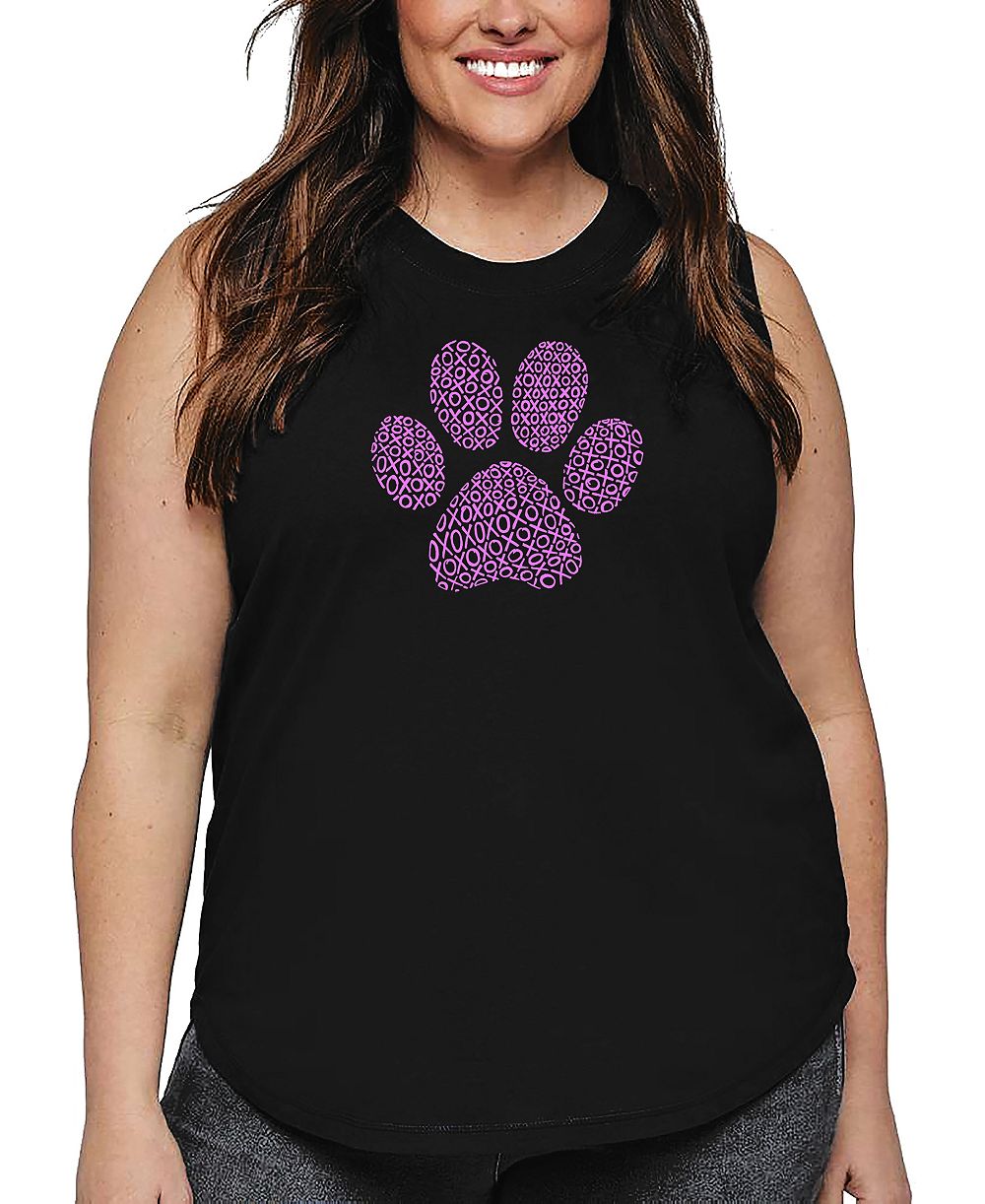 Майка Plus Size La Pop Art XOXO Dog Paw Word Art