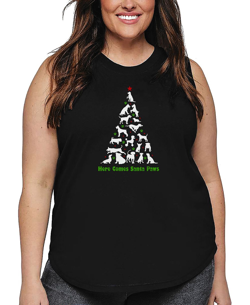Майка La Pop Art Plus Size Here Comes Santa Paws с арт-принтом