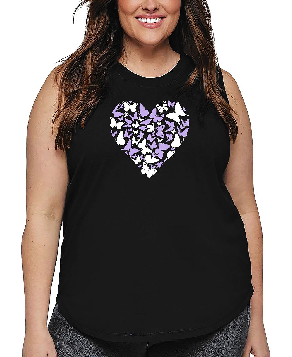Женский топ LA Pop Art Plus Size Butterfly Heart Word Art